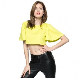 Ruffled Solid Color Crop Top