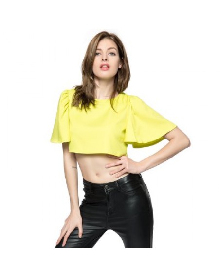 Ruffled Solid Color Crop Top