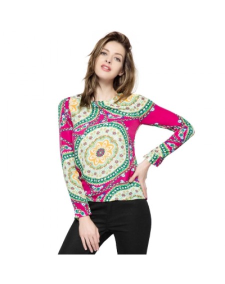 Floral Print Long Sleeve Chiffon Shirt