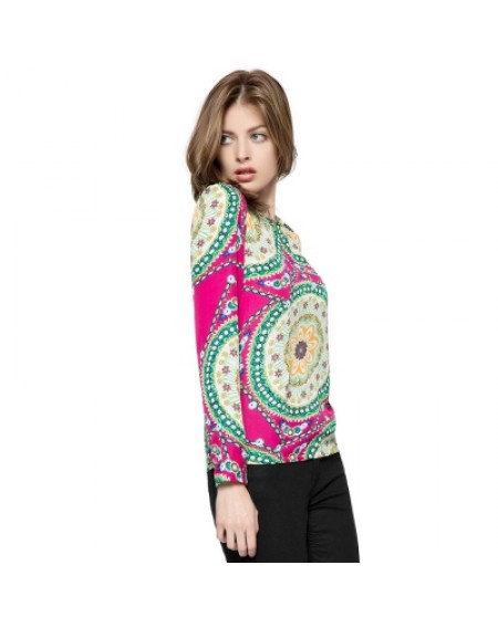 Floral Print Long Sleeve Chiffon Shirt