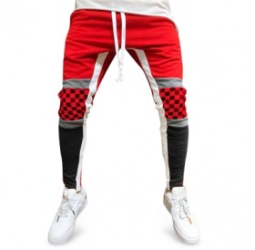 Colorblock Checked Print Track Pants