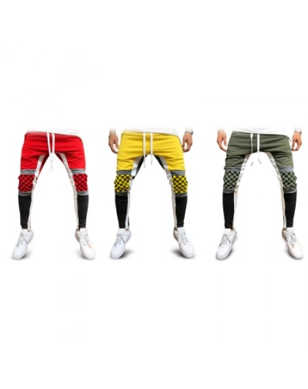 Colorblock Checked Print Track Pants