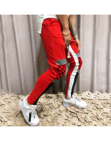 Colorblock Checked Print Track Pants