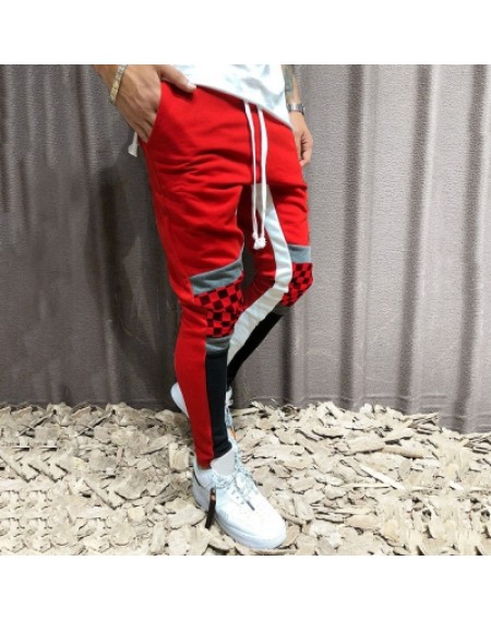 Colorblock Checked Print Track Pants