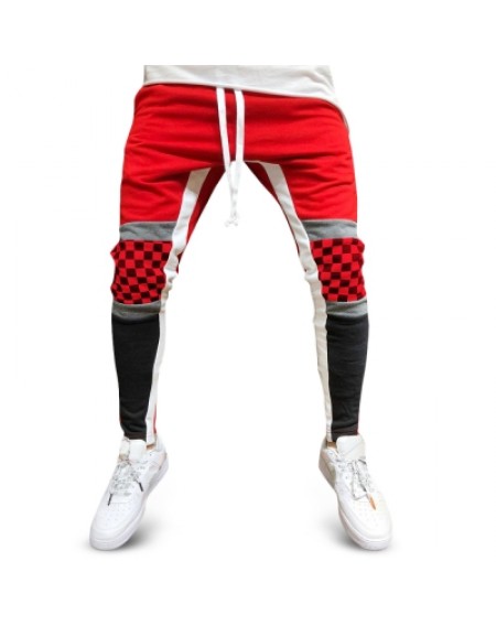 Colorblock Checked Print Track Pants