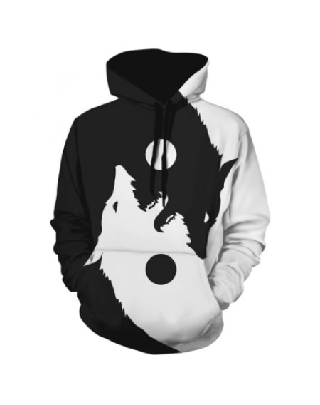 Wolf Print Casual Hoodie