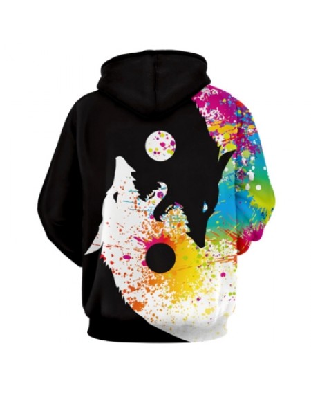 Wolf Print Casual Hoodie