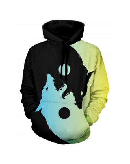 Wolf Print Casual Hoodie