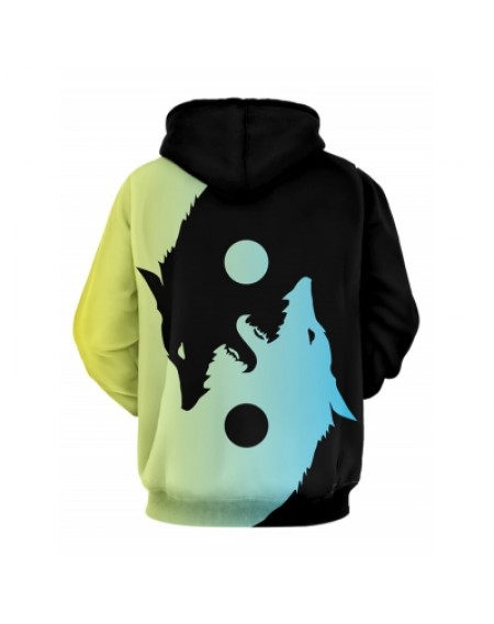 Wolf Print Casual Hoodie