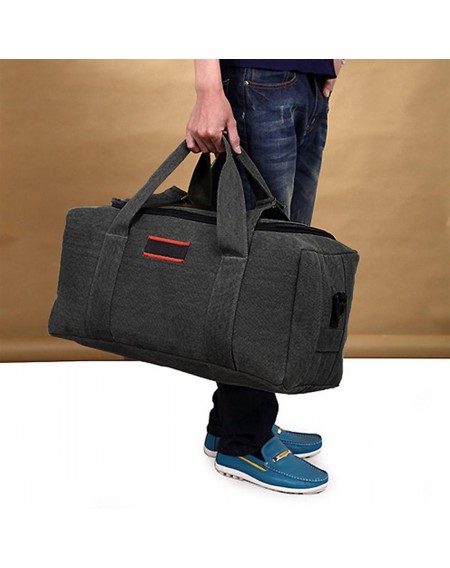 Large Capacity Canvas Leather Outdoor Travel Luggage Handbag Tote Shoulder Bag