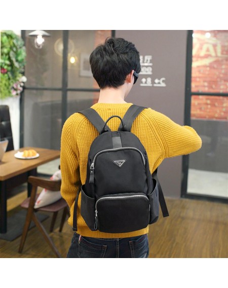 Waterproof nylon Oxford cloth backpack neutral outdoor leisure print wearable travel camouflage anti-theft backpack 879 large: black (can hold 14 "computer)