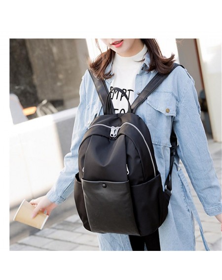 2019 new nylon Oxford cloth backpack neutral outdoor leisure Korean waterproof large-capacity travel backpack 878 small black (can hold 11-inch computer)