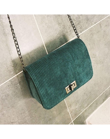 Women Corduroy Single Shoulder Bag Casual Female Ladies Chain Crossbody Bag