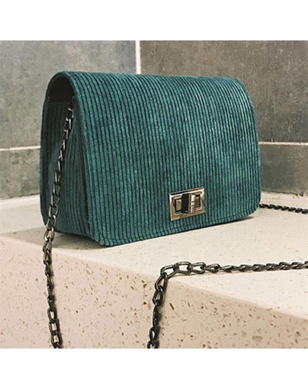 Women Corduroy Single Shoulder Bag Casual Female Ladies Chain Crossbody Bag