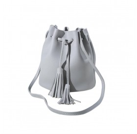 Vintage Women Small Crossbody Bags PU Leather Tassel Drawstring Bucket Bag