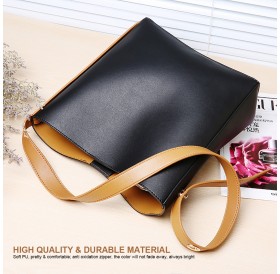 DDD Bucket Bag Korean Style Simple Female Shoulder Adjustable Large Capacity D6084 Black