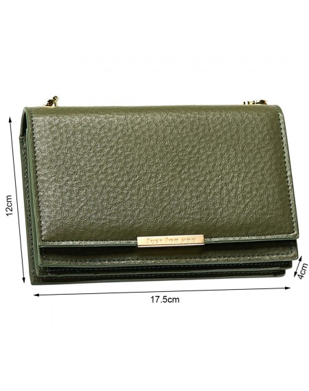 Lady Fashion Simple Shoulder Bag Chain Belt Mini Bag JY704A Dark Green