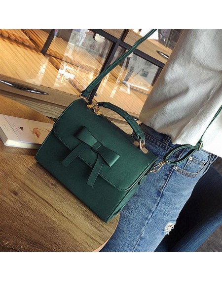 Cute Bowknot PU Leather Women Girl Handbag Bag Single Shoulder Crossbody Bag