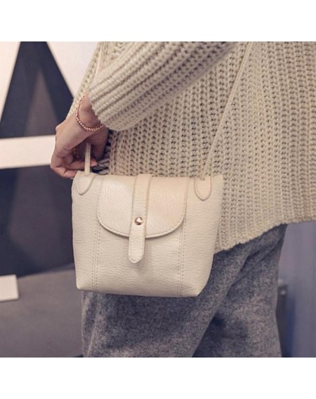 Fashion Women Solid Color PU Leather Messenger Bag Casual Female Crossbody Bag