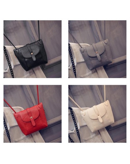 Fashion Women Solid Color PU Leather Messenger Bag Casual Female Crossbody Bag