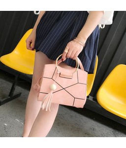 Charming Women PU Leather Wooden Bead Tassels Big Ring Handle Crossbody Bag