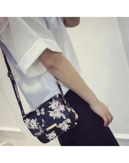 Women Floral Pattern leather Handbag Small Messenger Bag Clutch Shoulder Bags