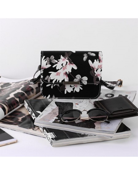 Women Floral Pattern leather Handbag Small Messenger Bag Clutch Shoulder Bags