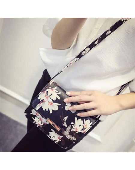 Women Floral Pattern leather Handbag Small Messenger Bag Clutch Shoulder Bags