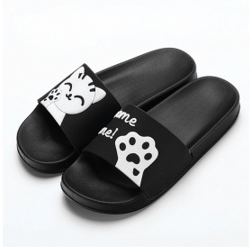 Soft Soled Men Women Summer Slippers Cute Cat Pattern Non-slip Couple Slippers