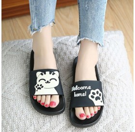 Soft Soled Men Women Summer Slippers Cute Cat Pattern Non-slip Couple Slippers