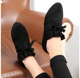 Comfortable Women Pointed Toe Flat Shoes Casual Bowknot Decoration Suede Shoes