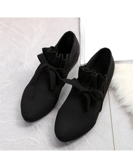 Comfortable Women Pointed Toe Flat Shoes Casual Bowknot Decoration Suede Shoes