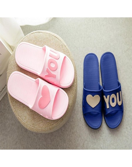 Men Women Summer Slippers Non-slip Indoor Outdoor Couple Slippers Love Heart