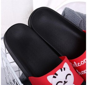 Soft Soled Men Women Summer Slippers Cute Cat Pattern Non-slip Couple Slippers