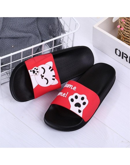 Soft Soled Men Women Summer Slippers Cute Cat Pattern Non-slip Couple Slippers