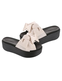 Fashion Large Bowknot Sandals Slippers Women Platform Shoes Summer Beach Shoes