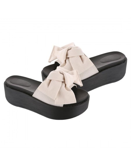 Fashion Large Bowknot Sandals Slippers Women Platform Shoes Summer Beach Shoes