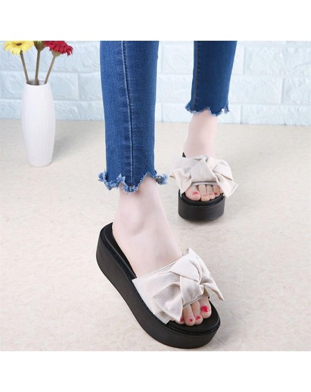 Fashion Large Bowknot Sandals Slippers Women Platform Shoes Summer Beach Shoes