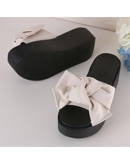 Fashion Large Bowknot Sandals Slippers Women Platform Shoes Summer Beach Shoes