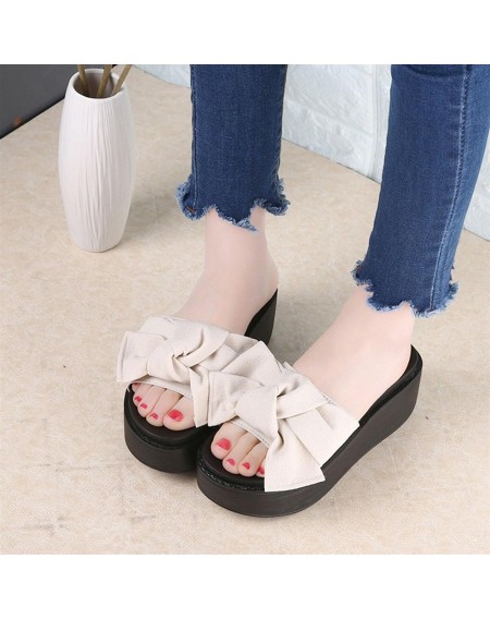 Fashion Large Bowknot Sandals Slippers Women Platform Shoes Summer Beach Shoes