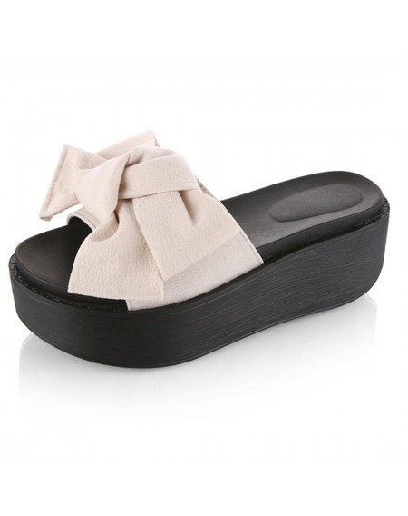 Fashion Large Bowknot Sandals Slippers Women Platform Shoes Summer Beach Shoes