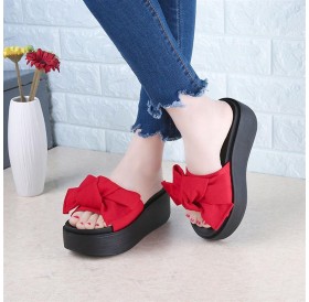 Fashion Large Bowknot Sandals Slippers Women Platform Shoes Summer Beach Shoes