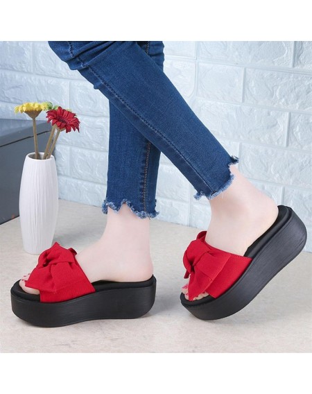 Fashion Large Bowknot Sandals Slippers Women Platform Shoes Summer Beach Shoes