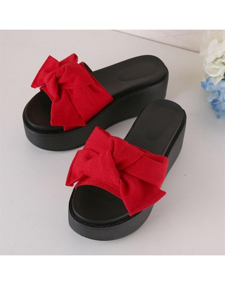 Fashion Large Bowknot Sandals Slippers Women Platform Shoes Summer Beach Shoes