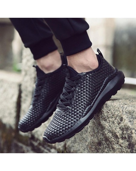 Anti-Slip Wear Resistant Braid Men Running Shoes Breathable Sports Sneaker