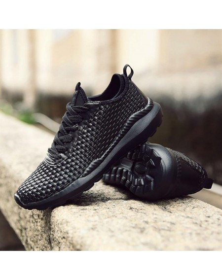 Anti-Slip Wear Resistant Braid Men Running Shoes Breathable Sports Sneaker