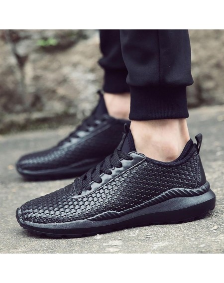 Anti-Slip Wear Resistant Braid Men Running Shoes Breathable Sports Sneaker