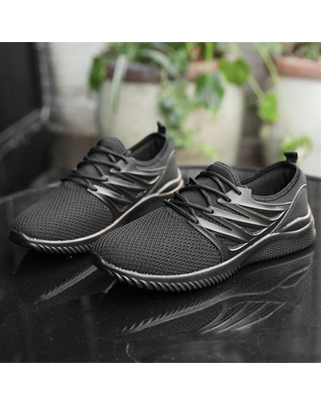 Fly Line Mesh Upper Breathable Sneakers Anti-skid Casual Sports Shoes For Men